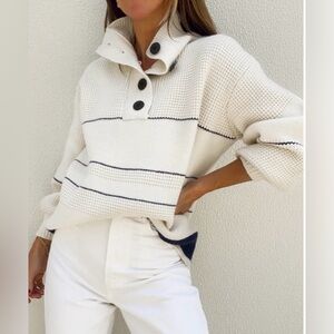 Women's White Striped Sweater